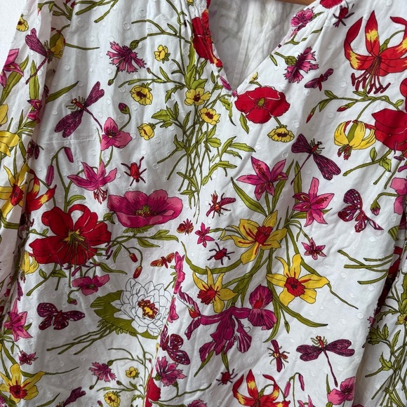 Talbots floral outdoors print blouse top 100% cotton Size Large - Picture 3 of 6